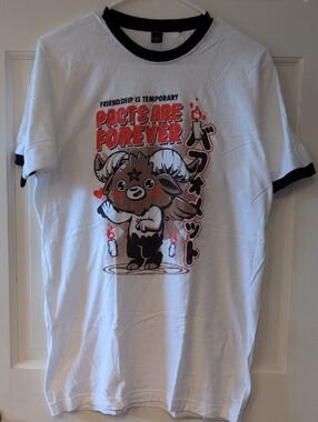 Threadless White Ringer Tee with Black Trim and Red Graphic